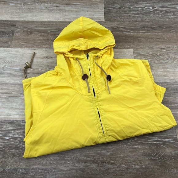 COLUMBIA SPORTSWEAR Half Zip Yellow Hooded Windbreaker Rain Coat Men's Medium - Picture 1 of 10